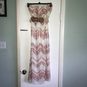 Lace strapless maxi